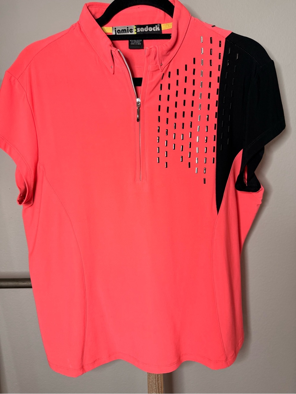 Jamie Sadock Women's Coral and Black Short Sleeve Golf Polo Size XL - Picture 3 of 8